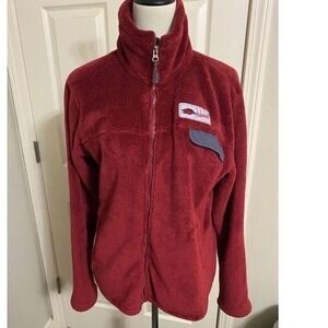 Arkansas Razorback Women's Large Red Fleece Jacket Cozy Warm Zip-Up